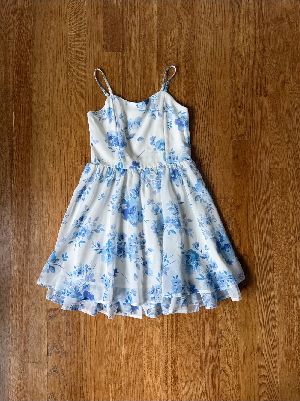 Cat & Jack Girls Chiffon Floral A-Line Dress, Blue, L (10/12)